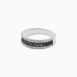 14K White Gold Black and White Diamond Ring, 0.89 TCW Sale