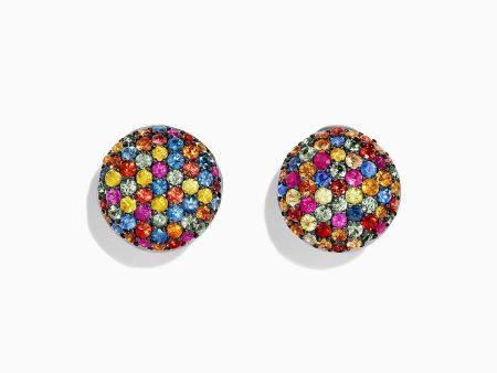 Splash Sterling Silver Multi Sapphire Circle Earrings, 3.39 TCW Online