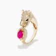 Safari 14K Yellow Gold Ruby and Diamond Dragon Ring Online Hot Sale