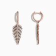 14K Rose Gold Espresso & White Diamond Leaf Earrings, 1.05 TCW Supply