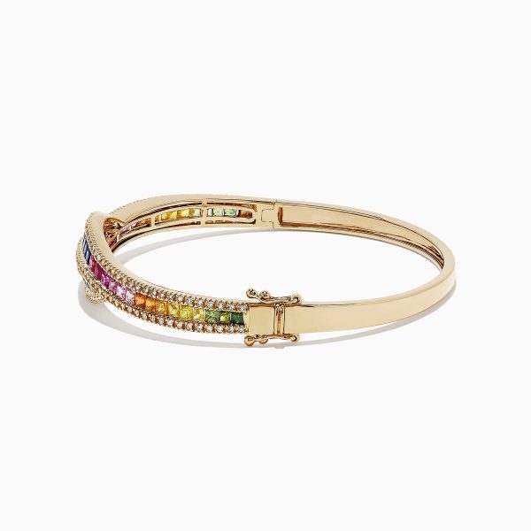 Watercolors 14K Gold Multi Sapphire and Diamond Bangle, 4.17 TCW Online Sale