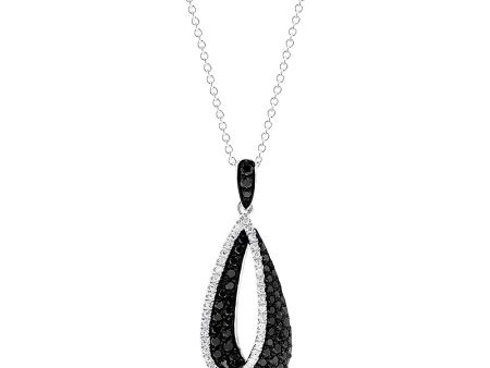 14K White Gold Black and White Diamond Pendant, 0.86 TCW For Sale