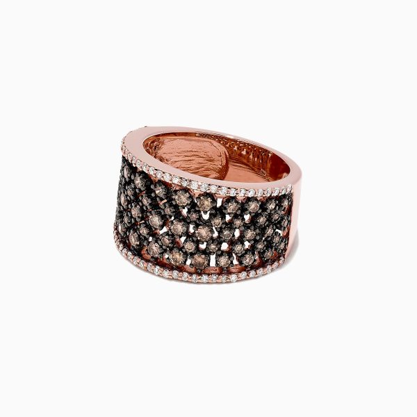 14K Rose Gold Espresso and White Diamond Ring, 1.25 TCW Fashion