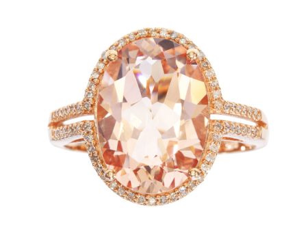 14K Rose Gold Morganite and Diamond Ring, 5.46 TCW Hot on Sale