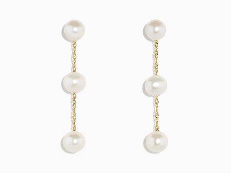 14K Yellow Gold Cultured Fresh Water Pearl Drop Earrings Online Hot Sale