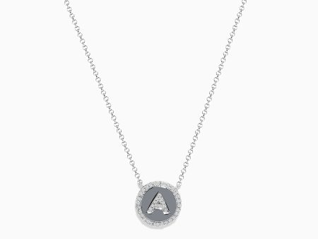 925 Sterling Silver Diamond Initial Letter  A  Necklace For Sale