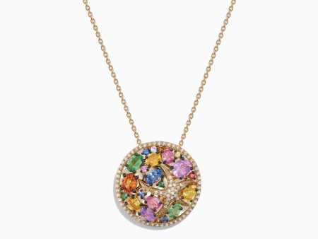 Watercolors 14K Yellow Gold Multi Sapphire & Diamond Pendant, 3.58 TCW Discount