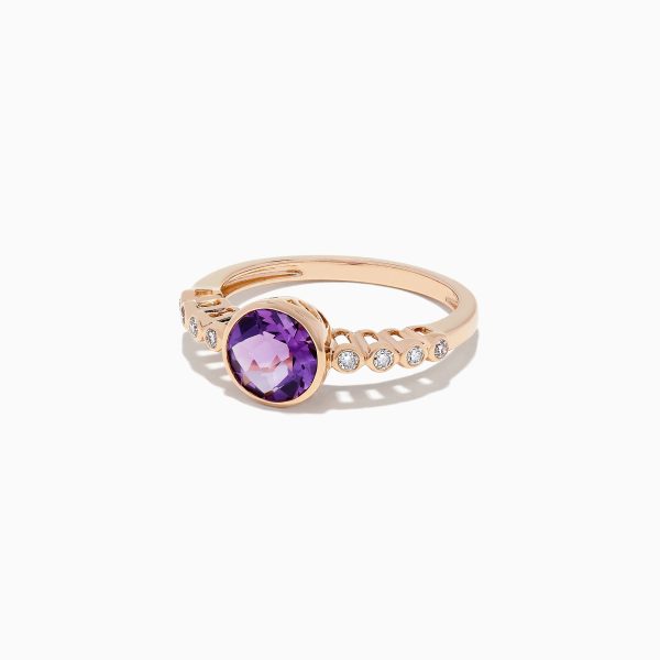 14K Rose Gold Amethyst and Diamond Ring, 1.31 TCW Online Hot Sale