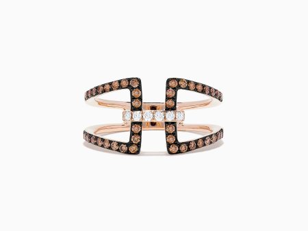 14K Rose Gold Espresso and White Diamond Ring Online Sale