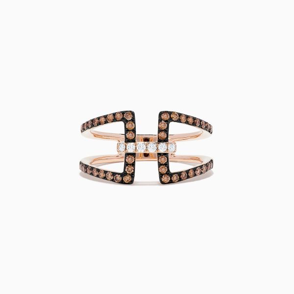 14K Rose Gold Espresso and White Diamond Ring Online Sale