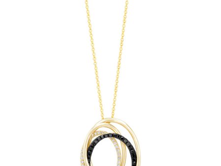 14K Yellow Gold Black and White Diamond Pendant, 0.48 TCW For Cheap