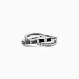 14K White Gold Black and White Diamond Crossover Ring, 0.77 TCW For Discount