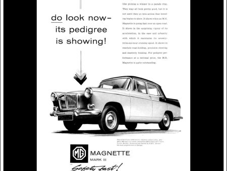 M.G. Magnette Mk III. BMC. Original Vintage Advert From May, 1960. Supply