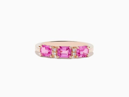 14K Rose Gold Pink Sapphire and Diamond Band Ring Online Sale