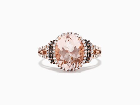 14K Rose Gold Morganite and Diamond Ring, 3.42 TCW For Discount