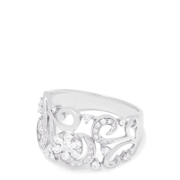 Bouquet 14K White Gold Diamond Filigree Ring, 0.53 TCW Sale