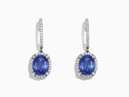 14K White Gold Tanzanite and Diamond Earrings, 4.14 TCW Sale