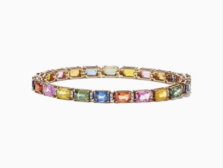 Watercolors 14K Yellow Gold Multi-Sapphire Diamond Bracelet, 14.51 TCW Supply