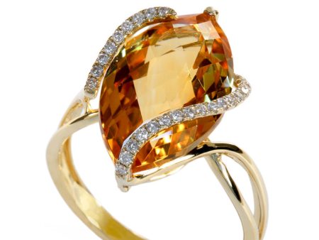 Sunset 14K Yellow Gold Citrine and Diamond Ring, 6.29 TCW Discount