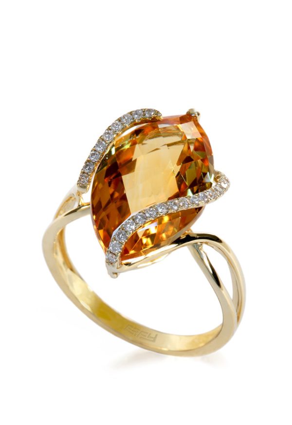 Sunset 14K Yellow Gold Citrine and Diamond Ring, 6.29 TCW Discount