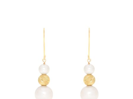 14K Yellow Gold Cultured Fresh Water Pearl Earrings Online Sale