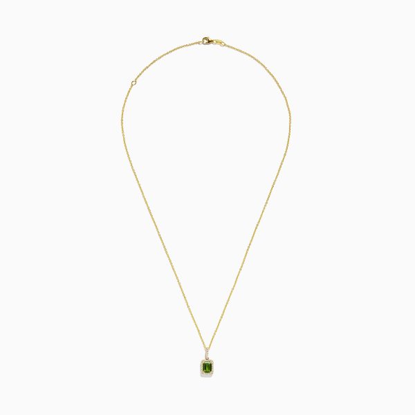 14K Yellow Gold Peridot and Diamond Pendant For Discount