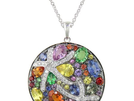 Watercolors 14K White Gold Multi Sapphire & Diamond Pendant, 5.71 TCW Online Hot Sale