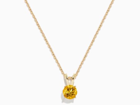 14K Yellow Gold Citrine Pendant, 0.48 TCW For Cheap