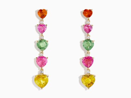 Watercolors 14K Yellow Gold Multi Sapphire and Diamond Drop Earrings Online Sale