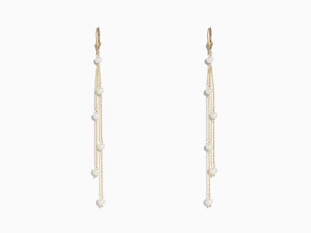 14K Yellow Gold Cultured Fresh Water Pearl Fringe Earrings Online Hot Sale