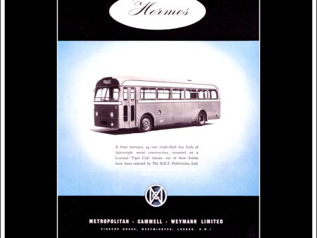 Metropolitan Cammell Weyman Hermes Single-Deck Bus. Original Vintage Advert From June, 1954. Hot on Sale