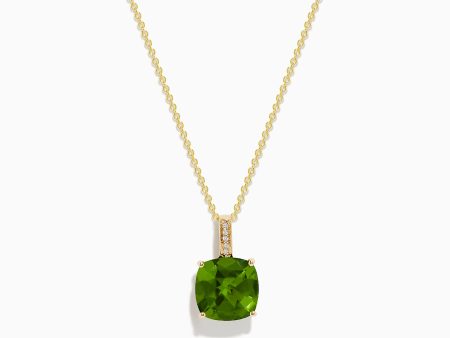 14K Yellow Gold Peridot and Diamond Pendant Discount