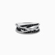 14K White Gold Black and White Diamond Ring, .72 TCW Online Sale