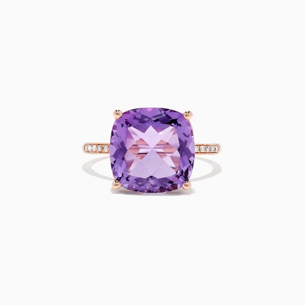 14K Rose Gold Amethyst and Diamond Ring, 6.65 TCW Sale