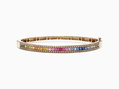 Watercolors 14K Yellow Gold Multi Sapphire & Diamond Bangle, 3.60 TCW Online Hot Sale