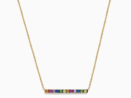 Watercolors 14K Yellow Gold Multi Sapphire Bar Necklace, 0.57 TCW Online Sale