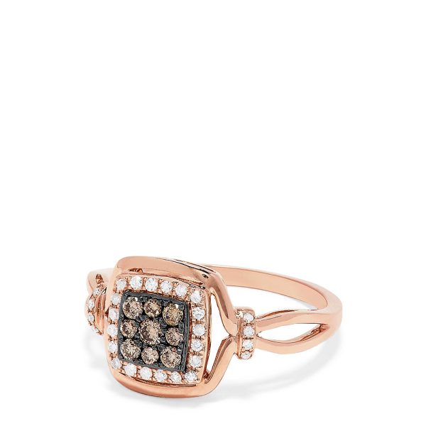 14K Rose Gold Espresso and White Diamond Ring, 0.28 TCW on Sale