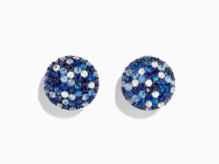 Splash Sterling Silver Blue Sapphire Circle Earrings, 3.34 TCW on Sale