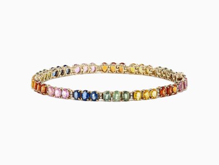 Watercolors 14K Gold Multi Sapphire & Diamond Tennis Bracelet, 9.73 TW Sale