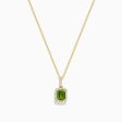 14K Yellow Gold Peridot and Diamond Pendant For Discount