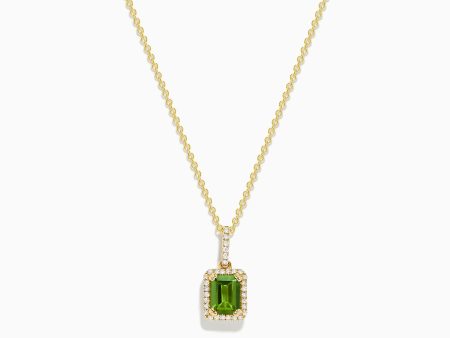 14K Yellow Gold Peridot and Diamond Pendant For Discount