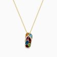 14K Gold Multi Gemstone and Diamond Sandal Pendant Cheap