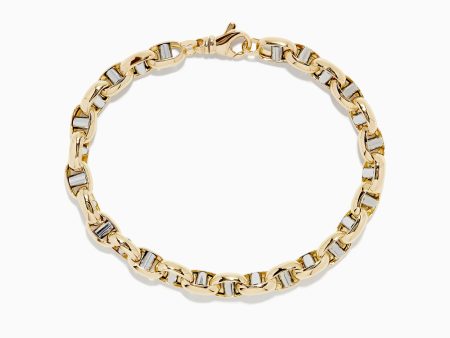 14K Two Tone Gold 9  Mariner Link Bracelet Supply