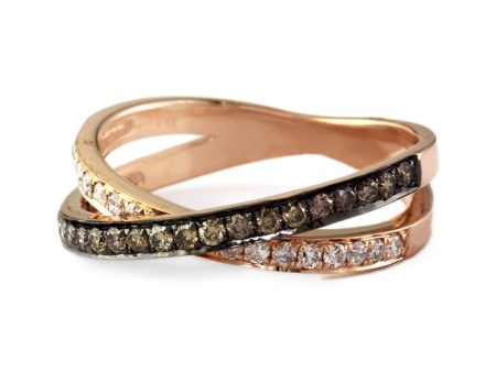 14K Rose Gold Espresso and White Diamond Ring, .57 TCW For Cheap