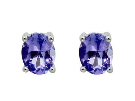 14K White Gold Oval Tanzanite Stud Earrings, 0.65 TCW Online Hot Sale