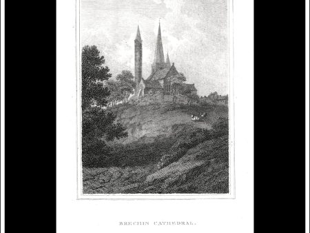 Brechin Cathedral, Angushire, Scotland. Antique Print, Copper Plate Engraving 1805. For Cheap