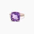 14K Rose Gold Amethyst and Diamond Ring, 6.65 TCW Sale