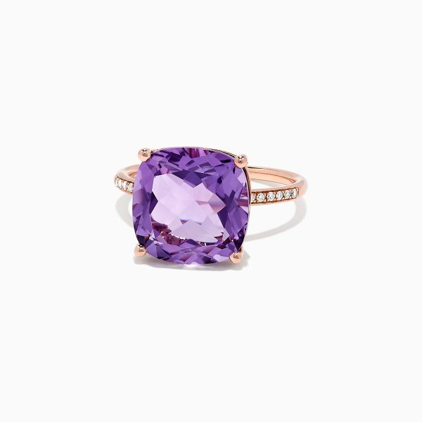 14K Rose Gold Amethyst and Diamond Ring, 6.65 TCW Sale