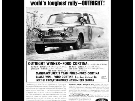 Ford Cortina. Original Vintage Advert From May, 1964. East African Safari Rally Win. Online now