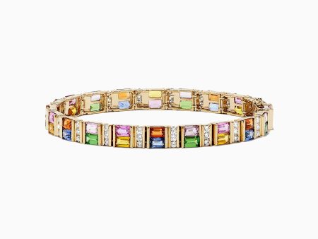 Watercolors 14K Gold Multi Sapphire and Diamond Bracelet, 16.10 TCW Supply